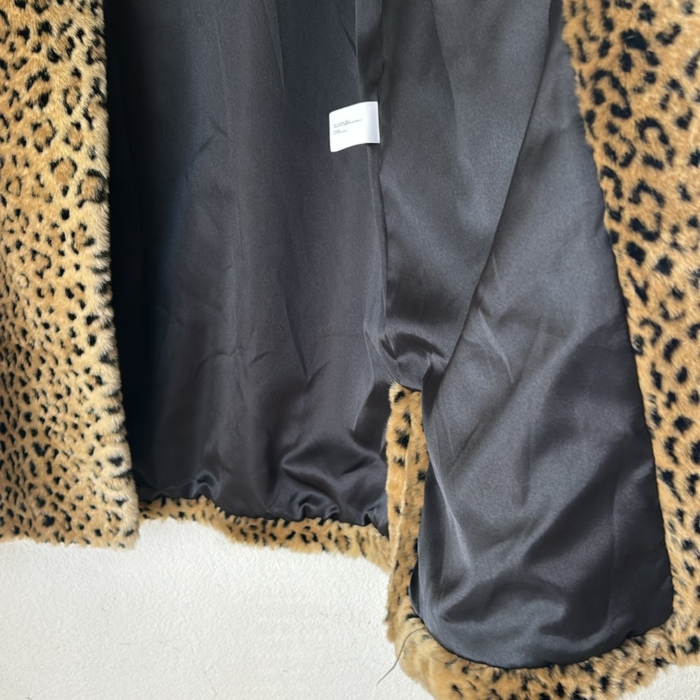 Worthington Faux Leopard Fur Coat Vegan Animal Friendly Lined Women's - Picture 8 of 11